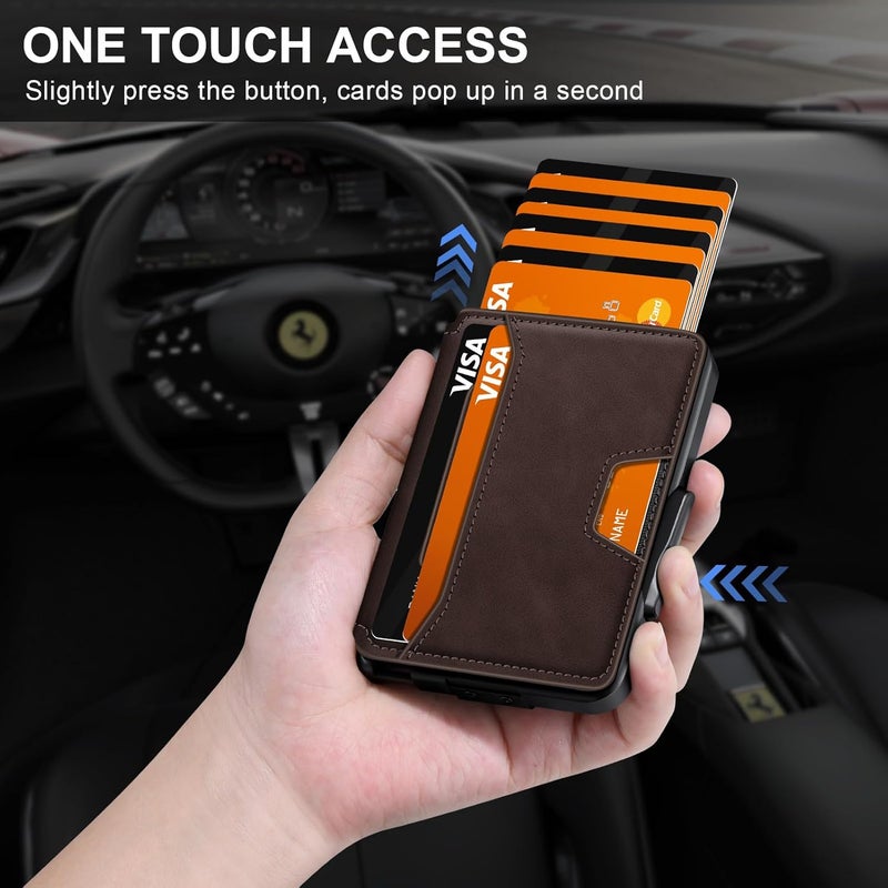 SEMORID Wallet for Men, Mens Wallet Minimalist Slim Wallet, RFID Blocking Smart Pop Up Wallet with Money Clip & ID Window, Metal Compact Wallet, Aluminum Credit Card Holder Wallet - Image 2